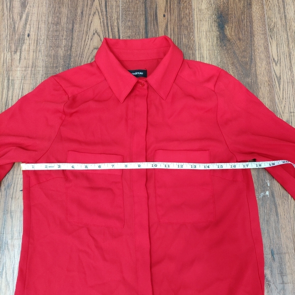 Le Chateau Red Semi Sheer Dress Shirt Blouse - Picture 5 of 8